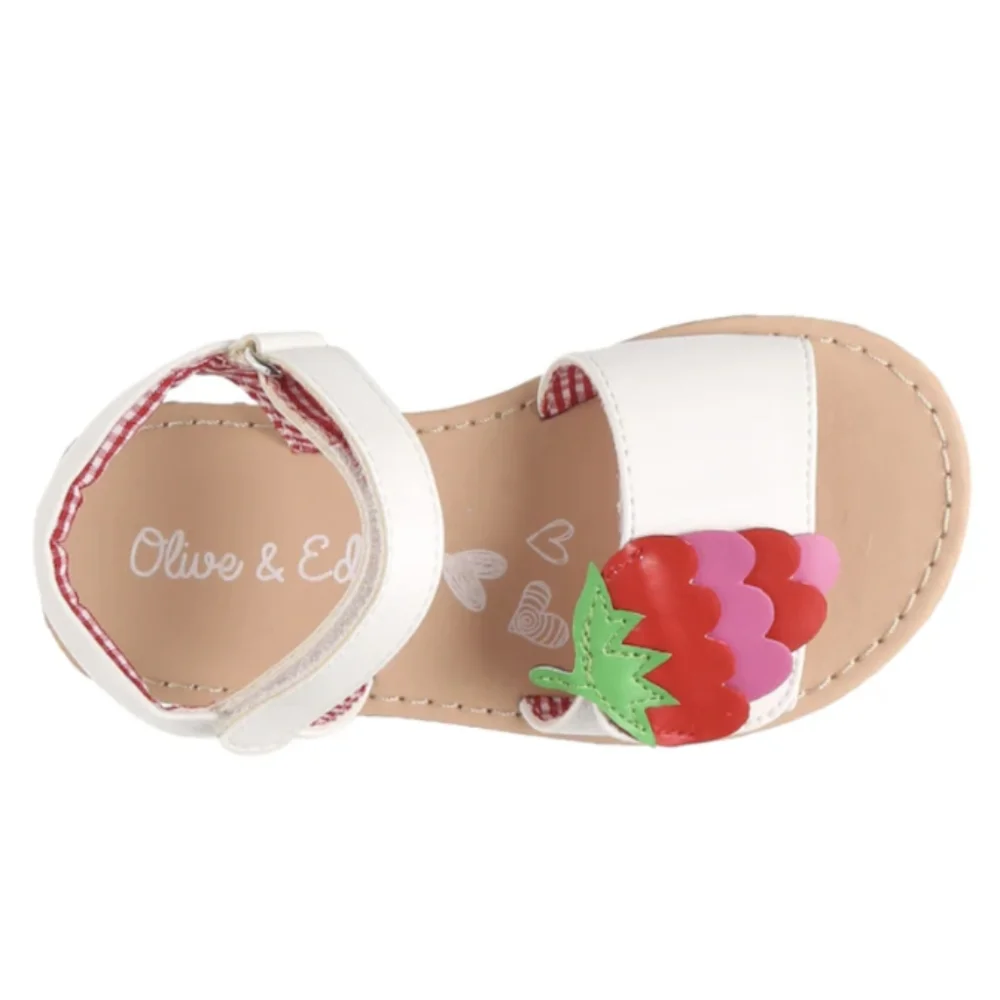 NIB Olive & Edie Lil' Sweetie Sandal Strawberry Appliqué Shoe Size 5T